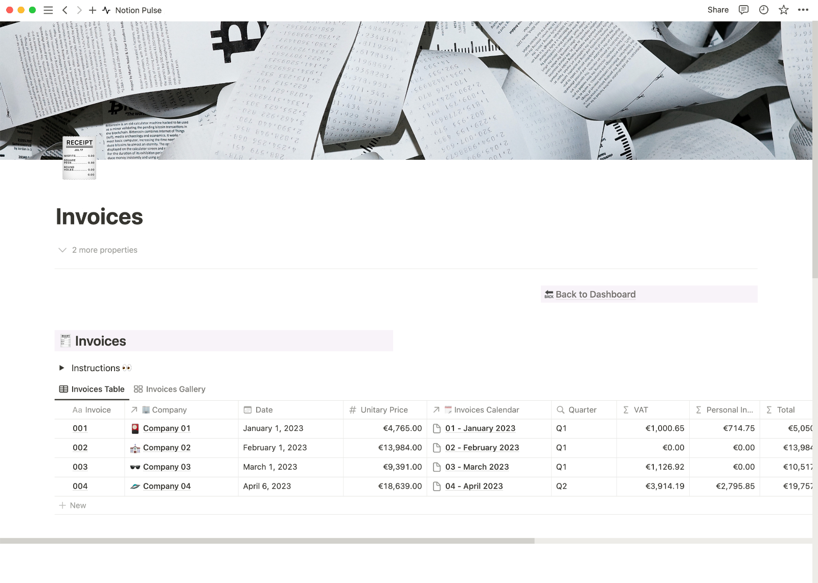 Notion Pulse Invoices