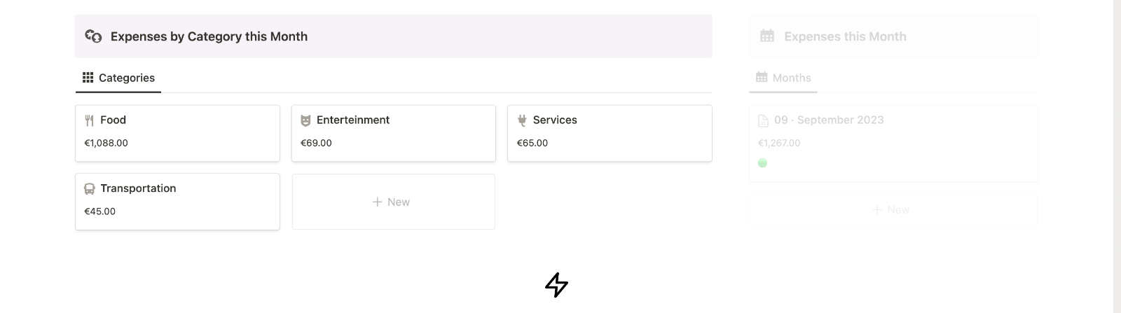 Current Month Expenses by Category in Personal Finance Notion