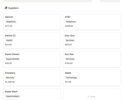 Notion Fusion Finance Suppliers