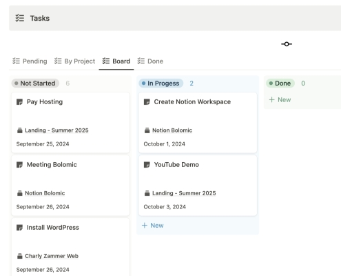 Notion Fusion Board Tasks