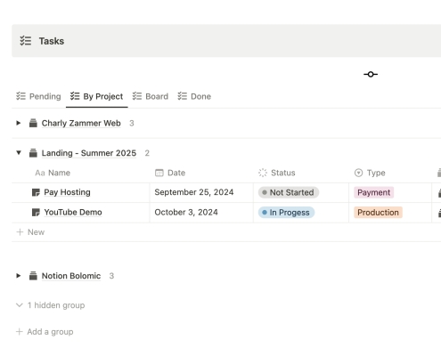 Notion Fusion Tasks by Project